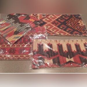 New Pottery Barn Norton Eclectic Boho Kilim Dhurrie Pillow Cover Set, Wool, S/4